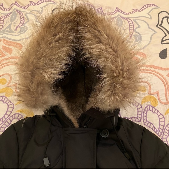 Pajar Down Bomber Jacket Fur Hood Cropped Black Luxury Canada RARE Women's Small - Picture 2 of 16